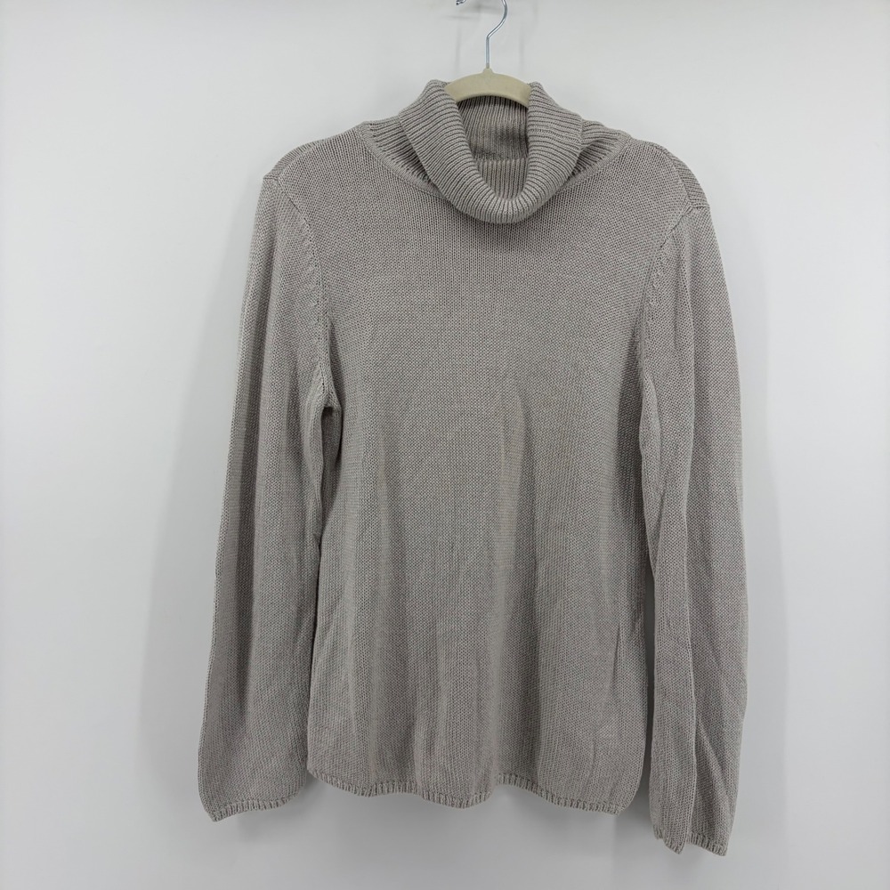 Chico's Women Size Large Gray Turtleneck Sweater Cotton Rayon Knit Casual